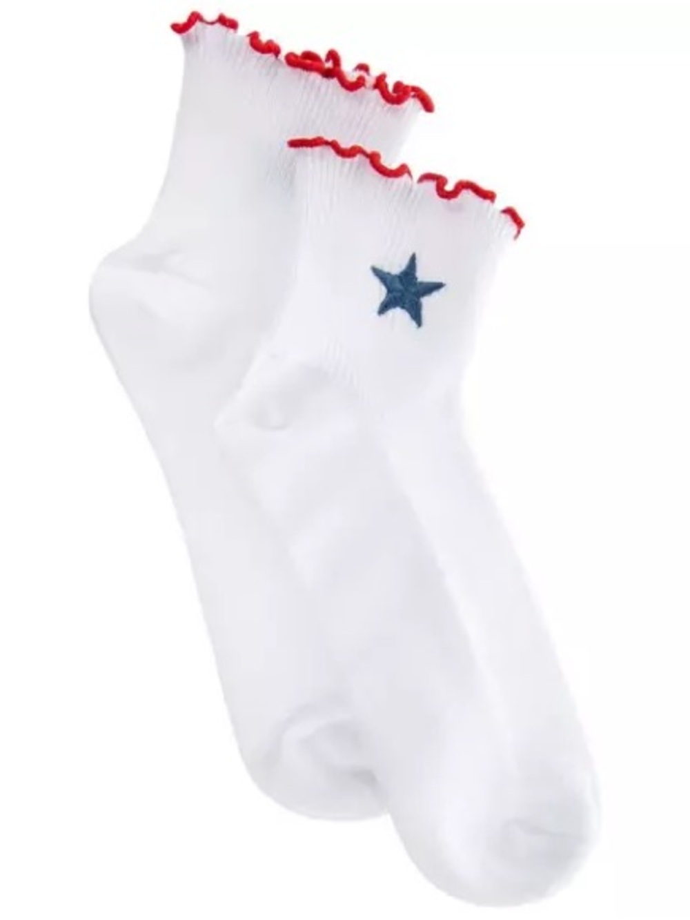 New Brother Sister Design Studio Blue Star & Red Ruffle Ankle Socks
